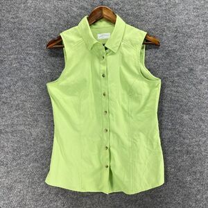 Guide Series Shirt Women S Small Green Button Up Collared Sleeveless Wide Strap